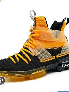 Black & Yellow High-Top Athletic Sneakers